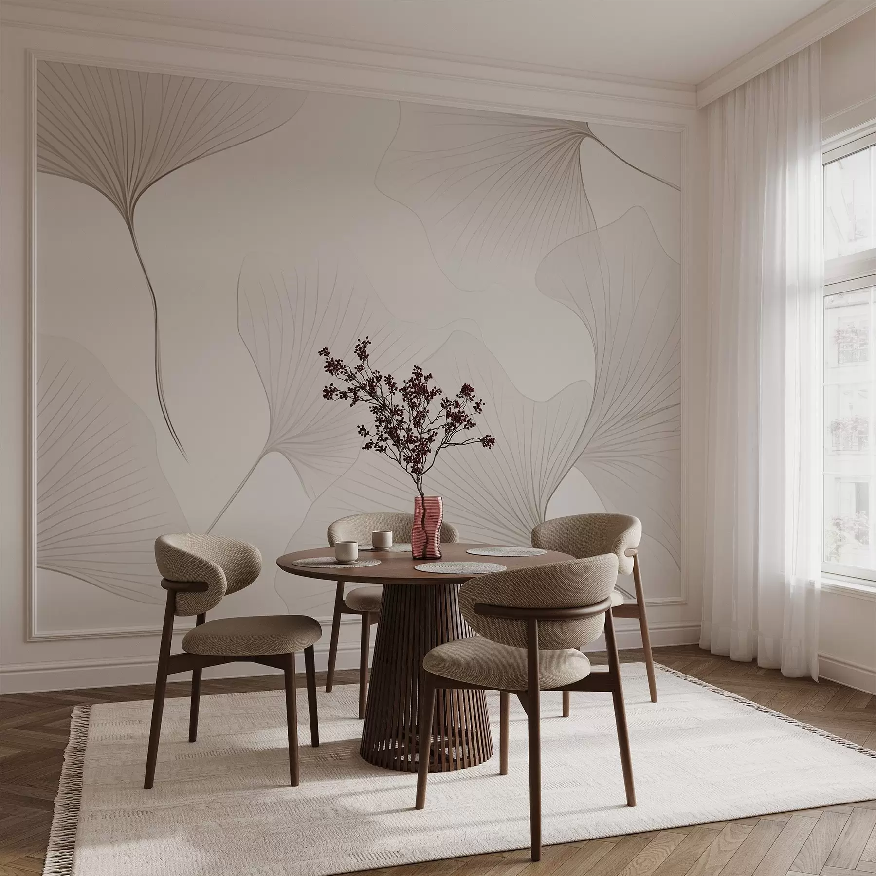 murais de parede Folhas de ginkgo transparentes w04433v1