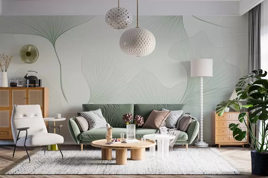 murais de parede Folhas de ginkgo transparentes w04433v2