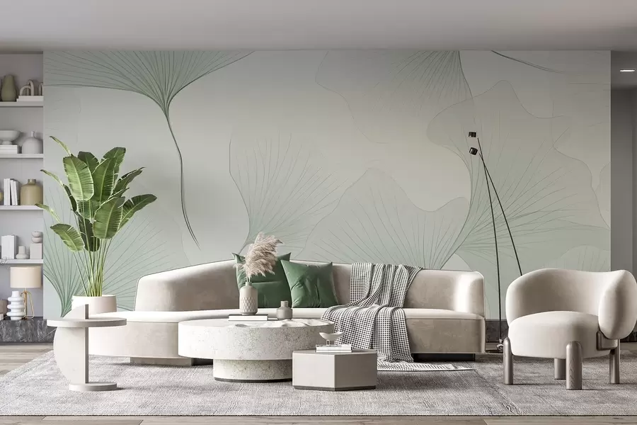 murais de parede Folhas de ginkgo transparentes w04433v2