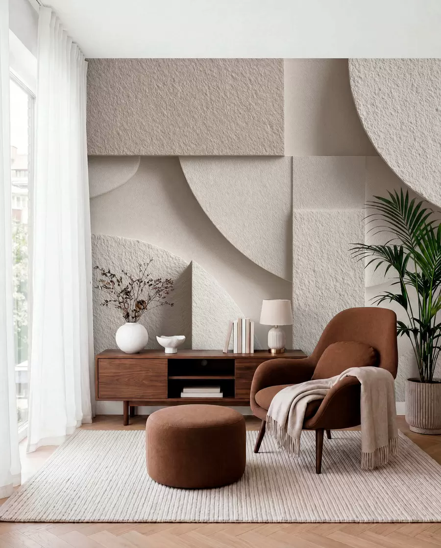 murais de parede Composição abstrata de formas geométricas em bege w04395