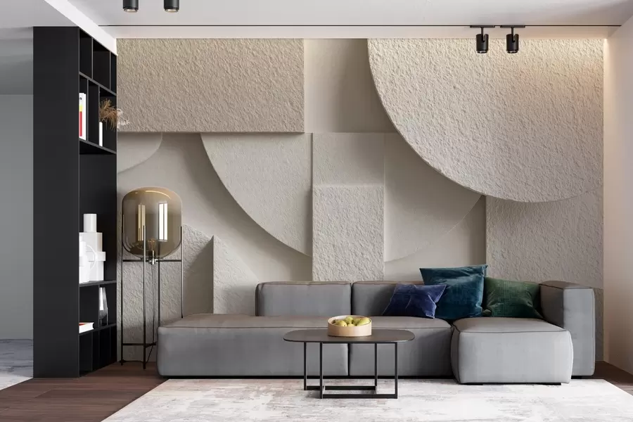 murais de parede Composição abstrata de formas geométricas em bege w04395