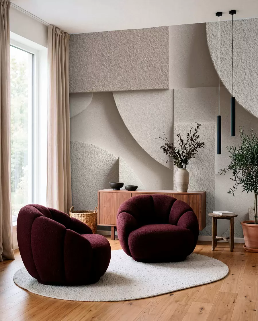 murais de parede Composição abstrata de formas geométricas em bege w04395