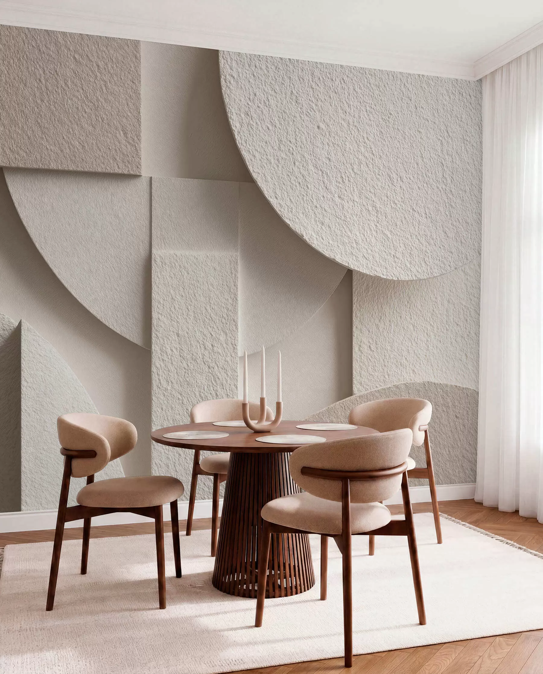 murais de parede Composição abstrata de formas geométricas em bege w04395