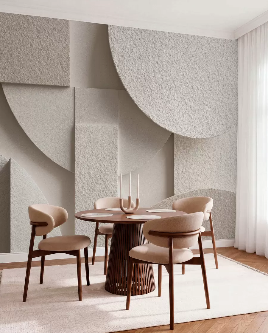 murais de parede Composição abstrata de formas geométricas em bege w04395