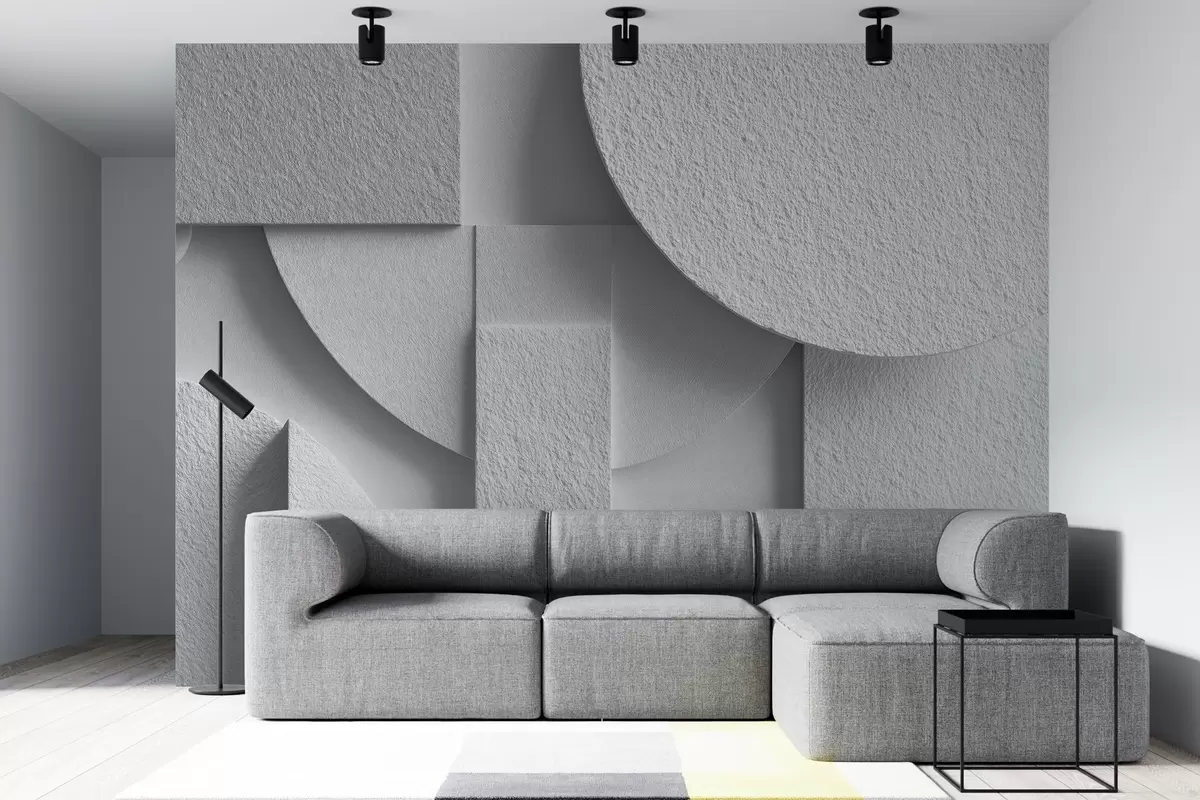 murais de parede Composição abstrata com formas geométricas tridimensionais brancas w04395v1