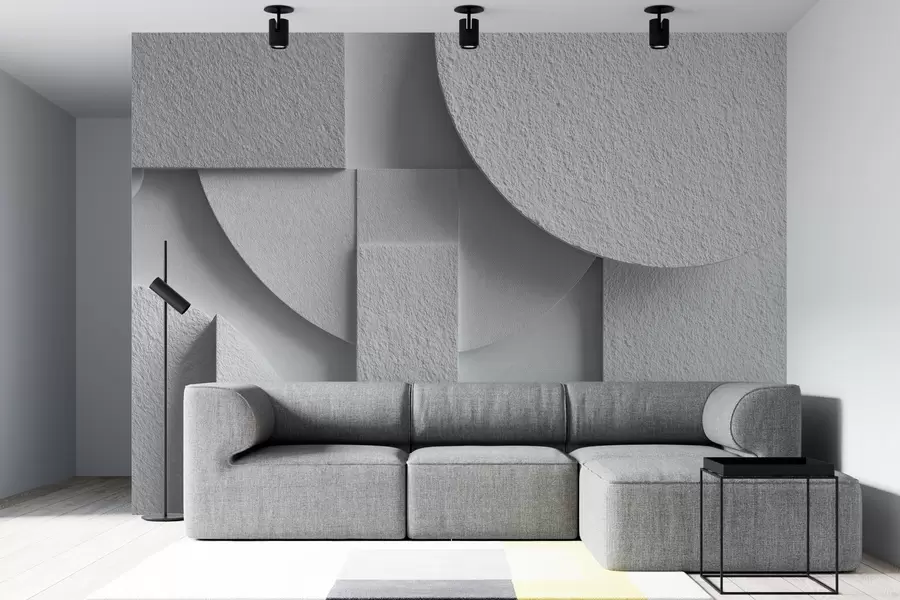 murais de parede Composição abstrata com formas geométricas tridimensionais brancas w04395v1