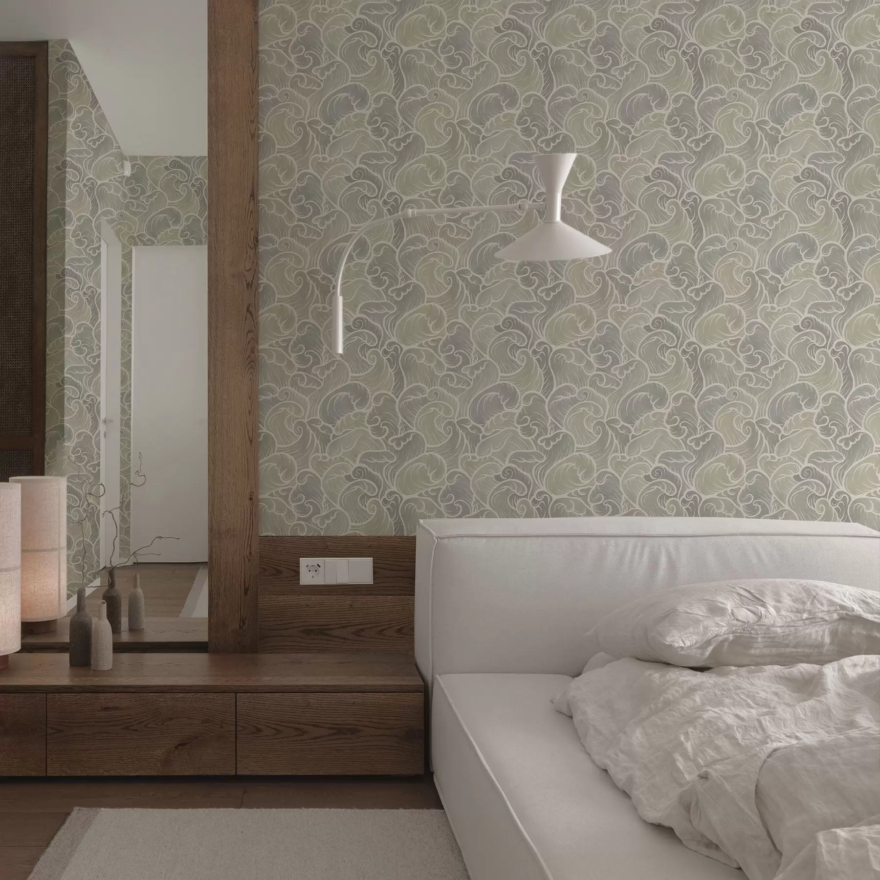 murais de parede Ondas abstractas em tons pastel a00285