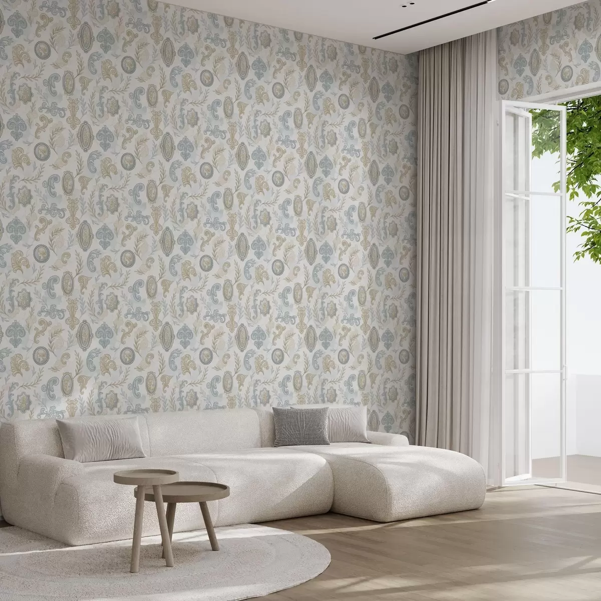 Papel de parede Ornamento clássico com medalhões e padrões a00319