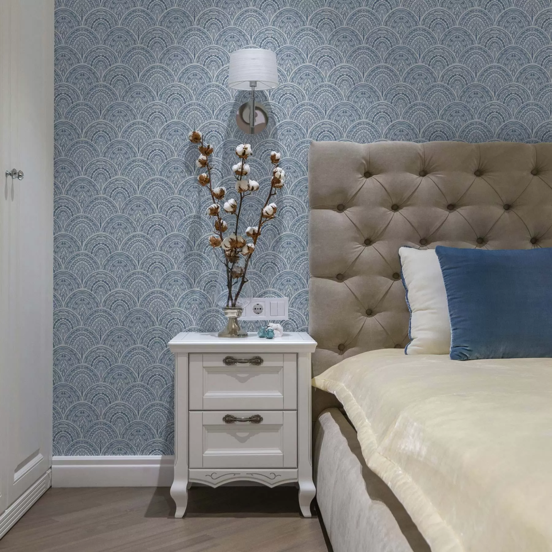 murais de parede Ornamento azul com arcos e motivos a00332