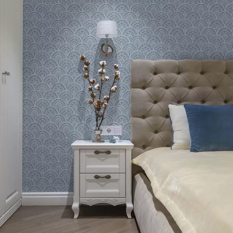 murais de parede Ornamento azul com arcos e motivos a00332