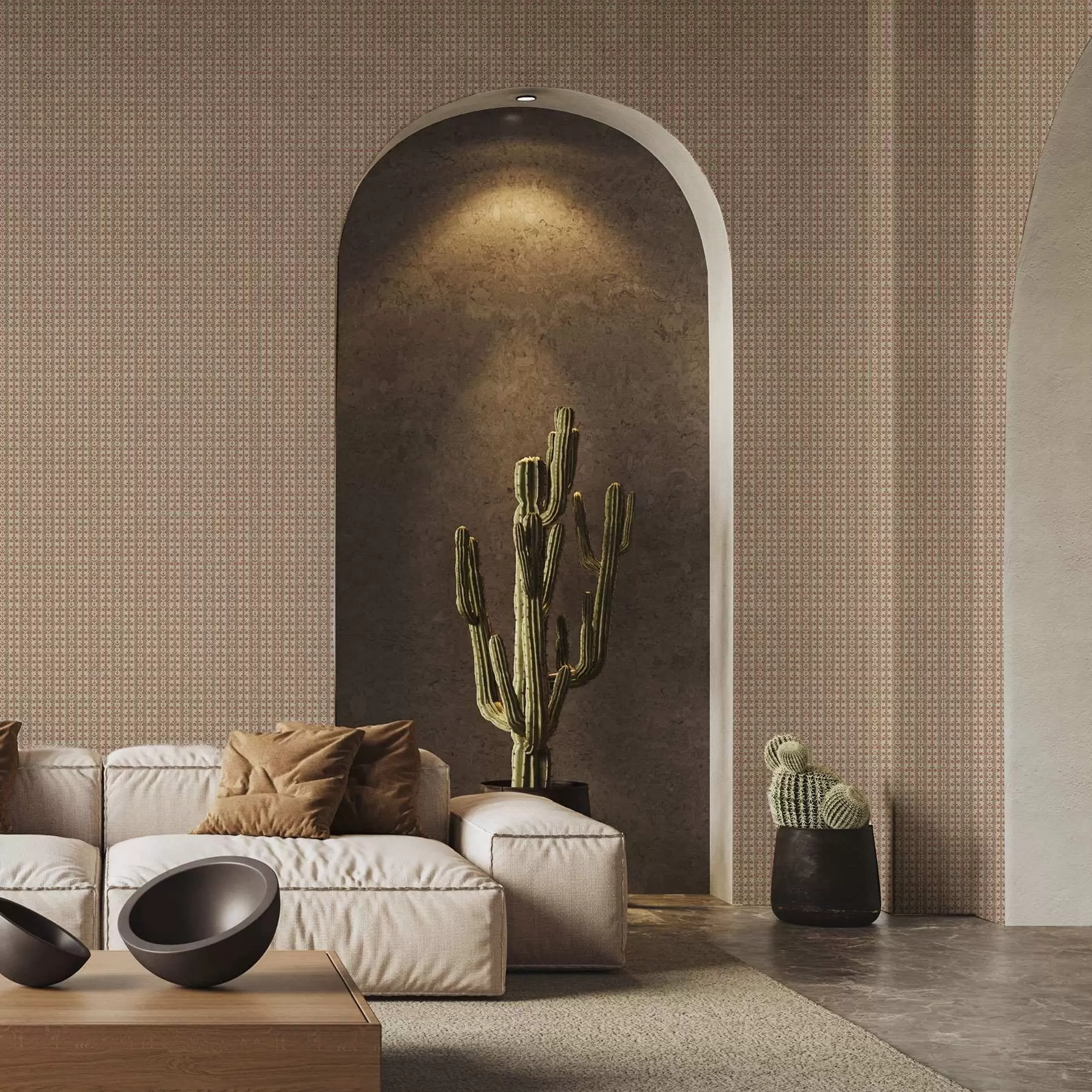 murais de parede Ornamento às riscas com flores vermelhas a00341