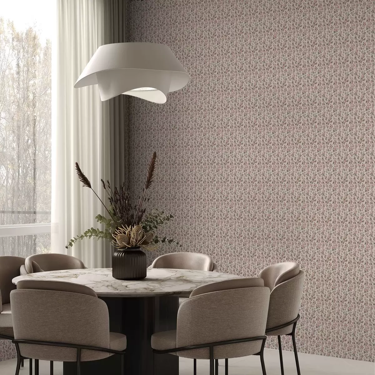 Papel de parede Rosas cor-de-rosa sobre um fundo bege a00346