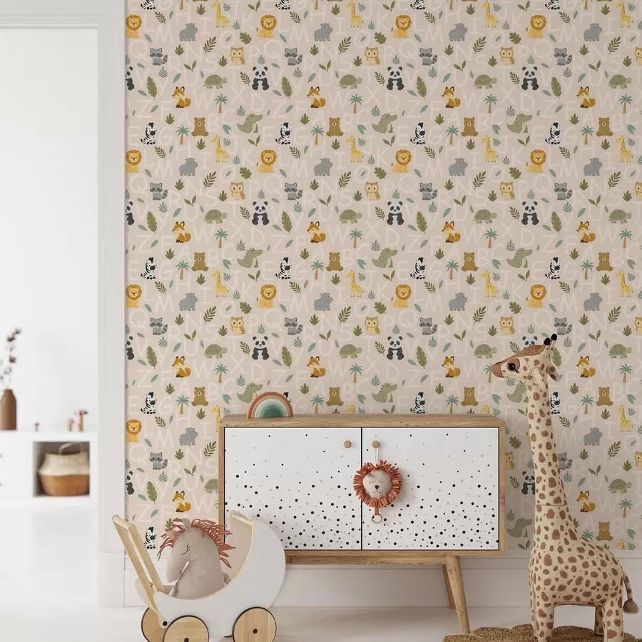 murais de parede Alfabeto com animais e plantas giros para crianças a00400