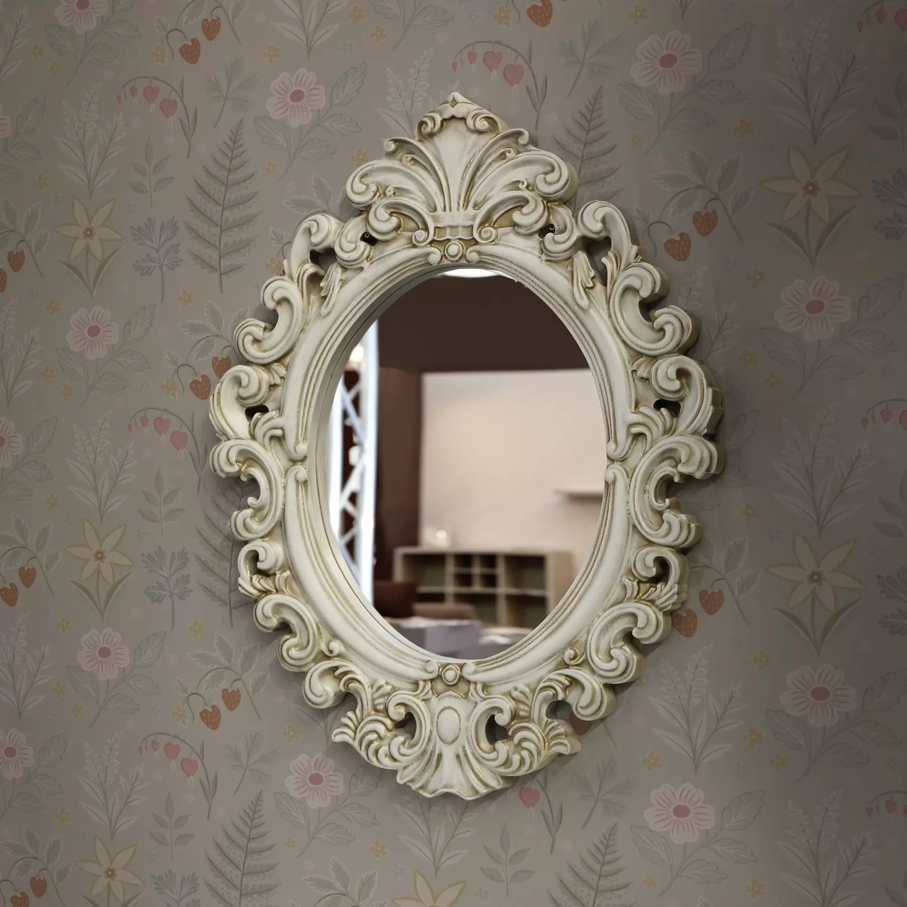 murais de parede Flores e bagas em tons pastel sobre um fundo cinzento claro a00406