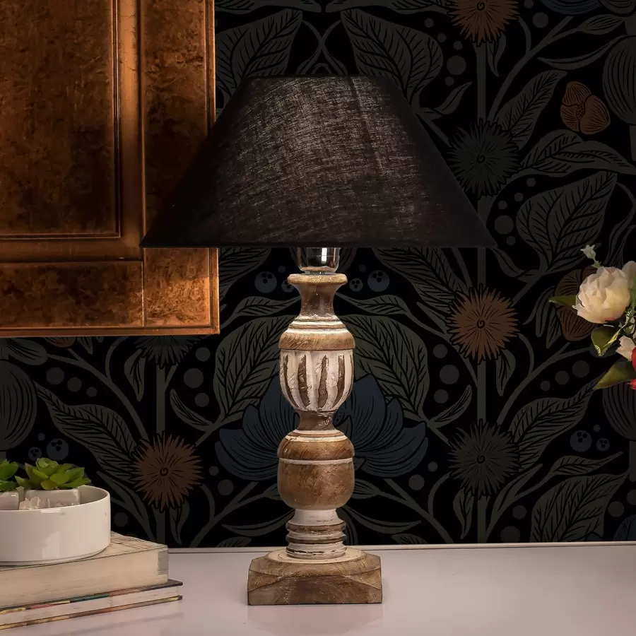 murais de parede Ornamento floral escuro com detalhes em laranja a00411