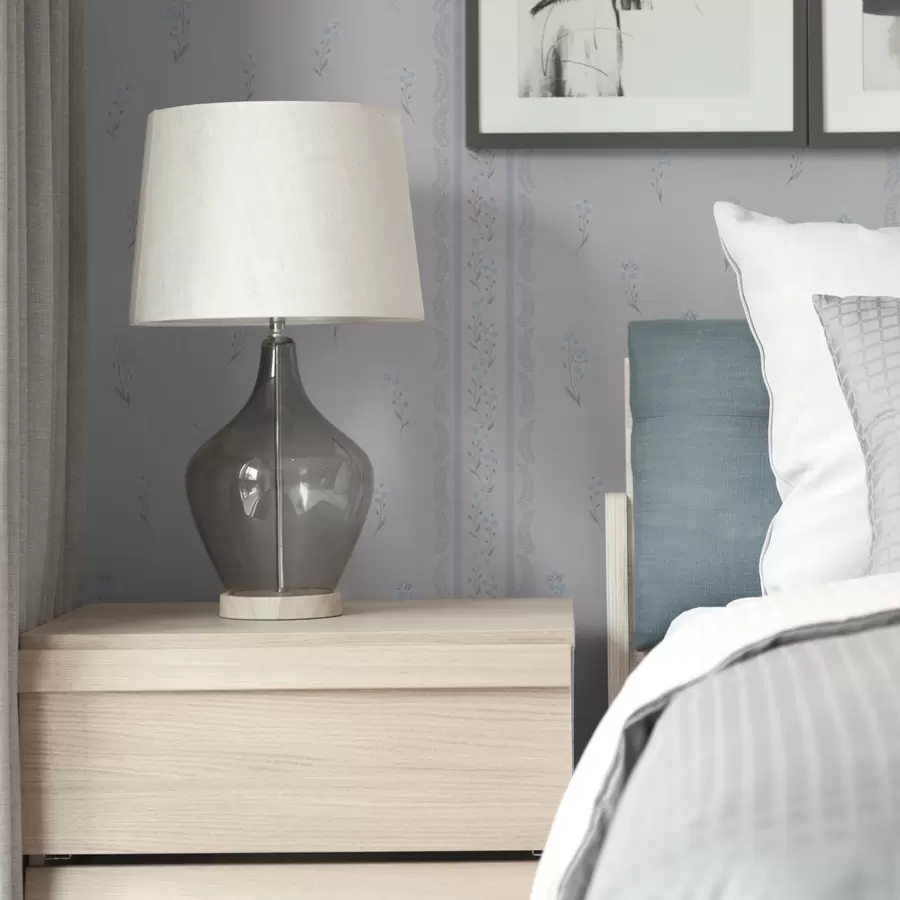 murais de parede Fundo branco com flores azuis e faixa decorativa a00484v1