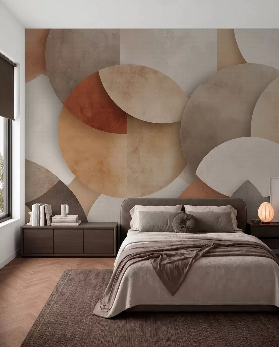 murais de parede geometria abstrata texturada em tons quentes de castanho e ocre w04310