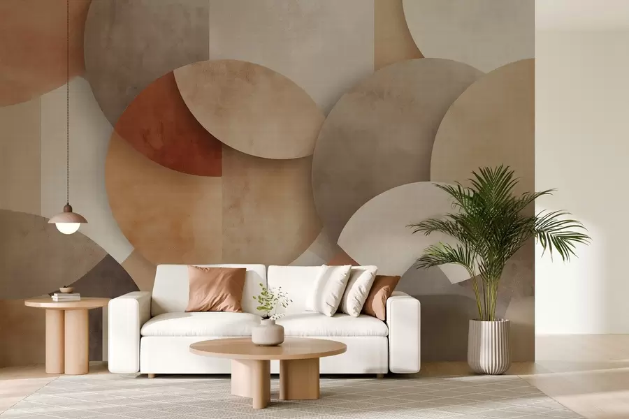 murais de parede geometria abstrata texturada em tons quentes de castanho e ocre w04310