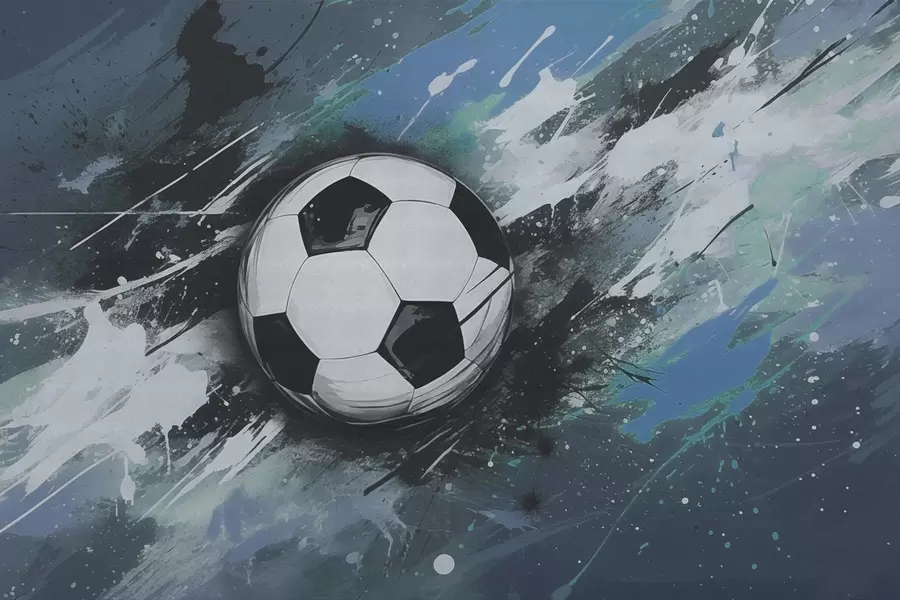 murais de parede Bola de futebol com graffiti esbatido no fundo w04467v1