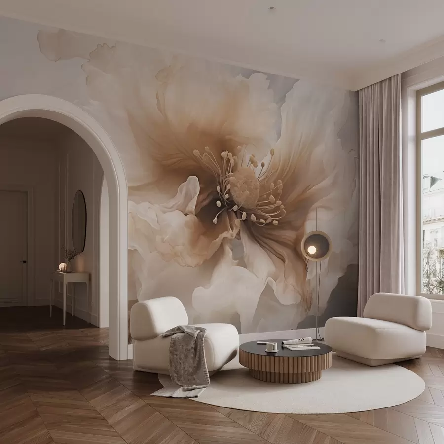 murais de parede Flor delicada em tons quentes de bege w04446v1