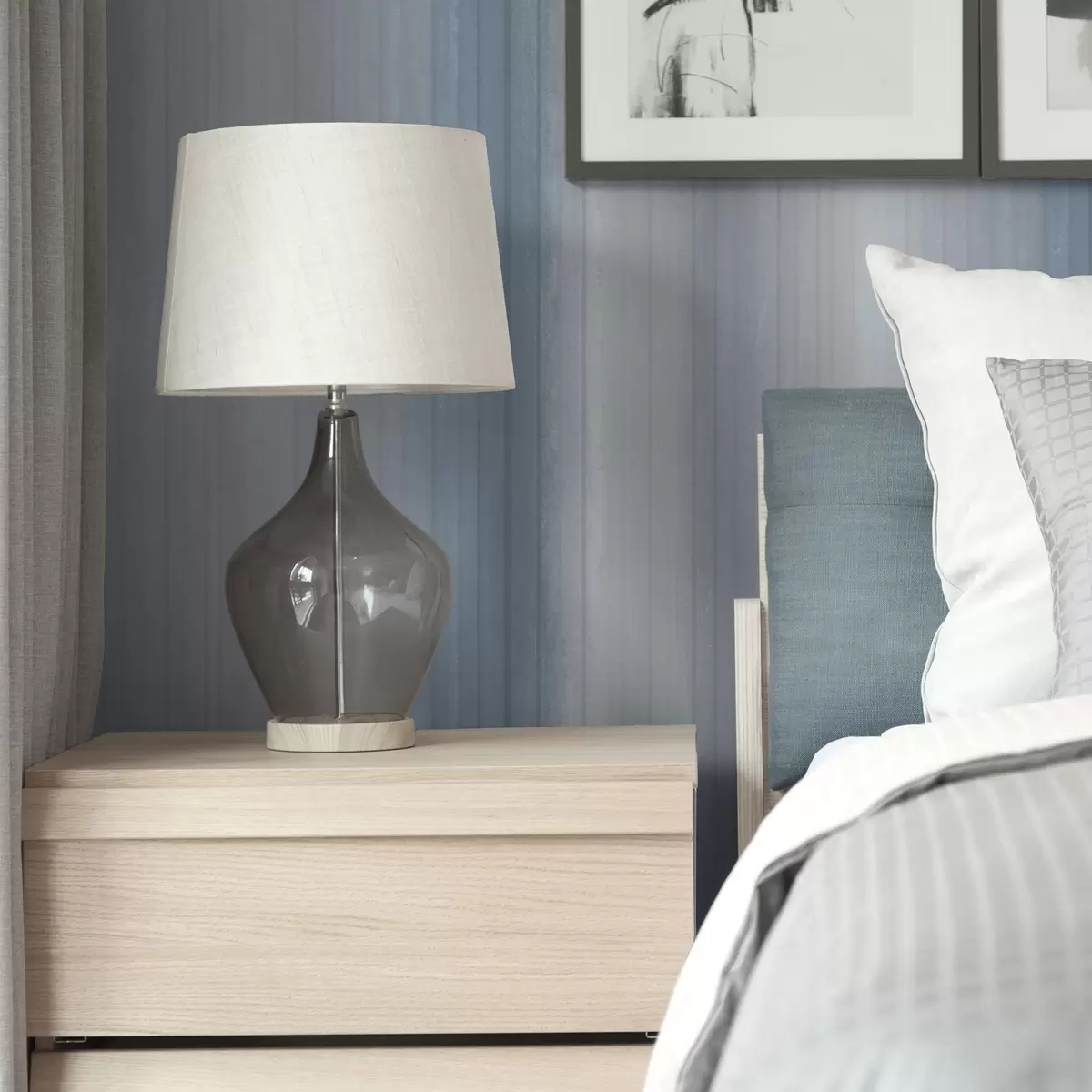 Papel de parede Riscas suaves em gradiente azul-cinzento a00506