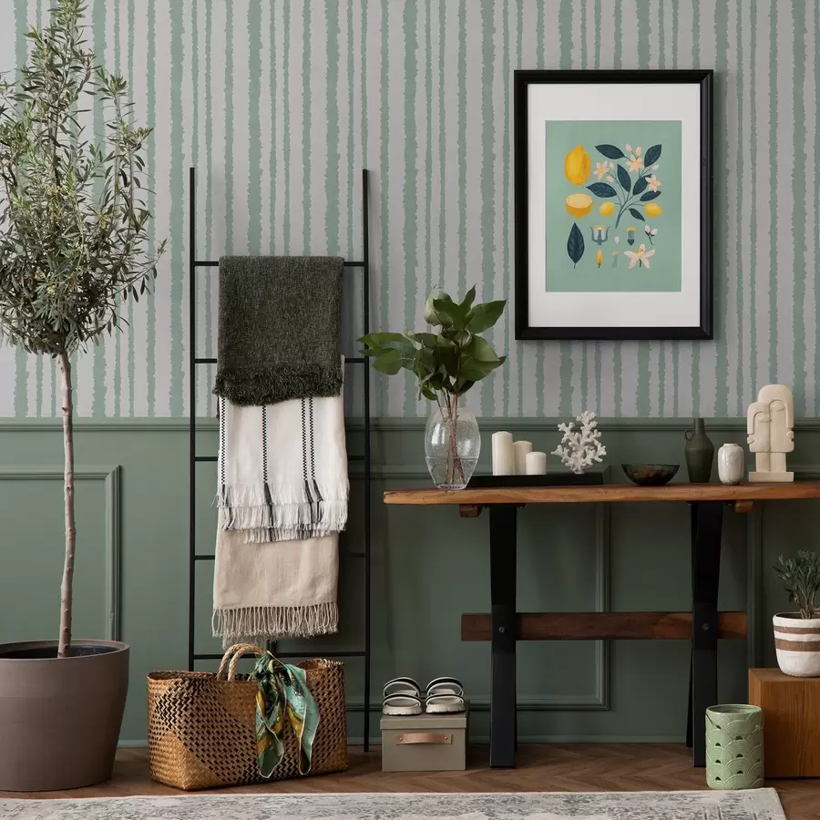 murais de parede Riscas de menta irregulares sobre um fundo branco a00510