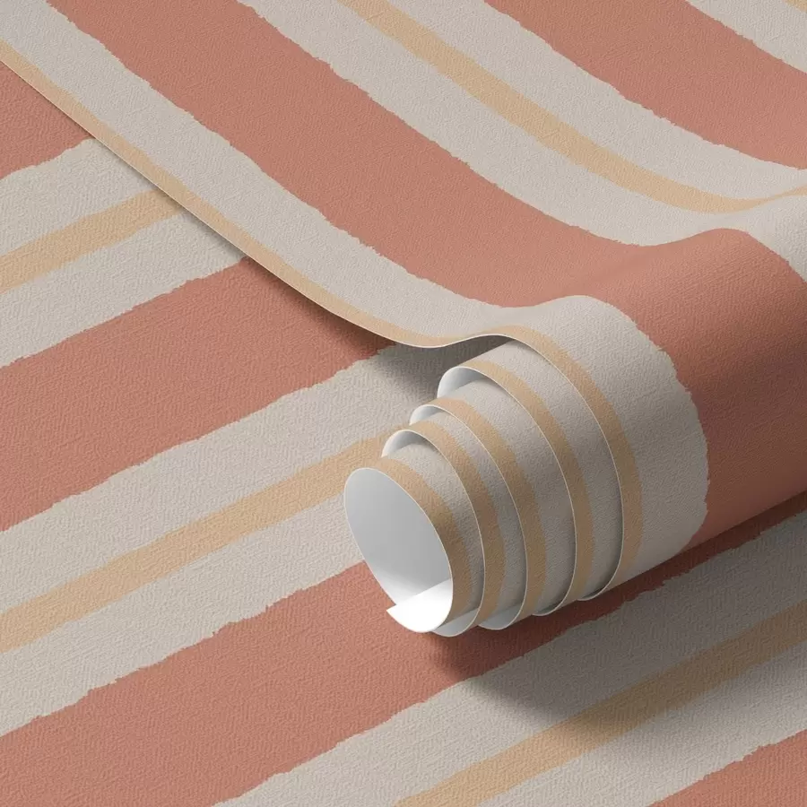 murais de parede Riscas brilhantes em terracota com detalhes em bege a00515