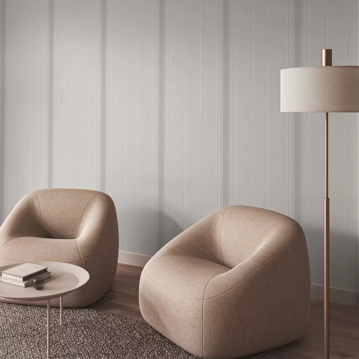 Papel de parede Riscas em tom bege claro com acentos largos a00518