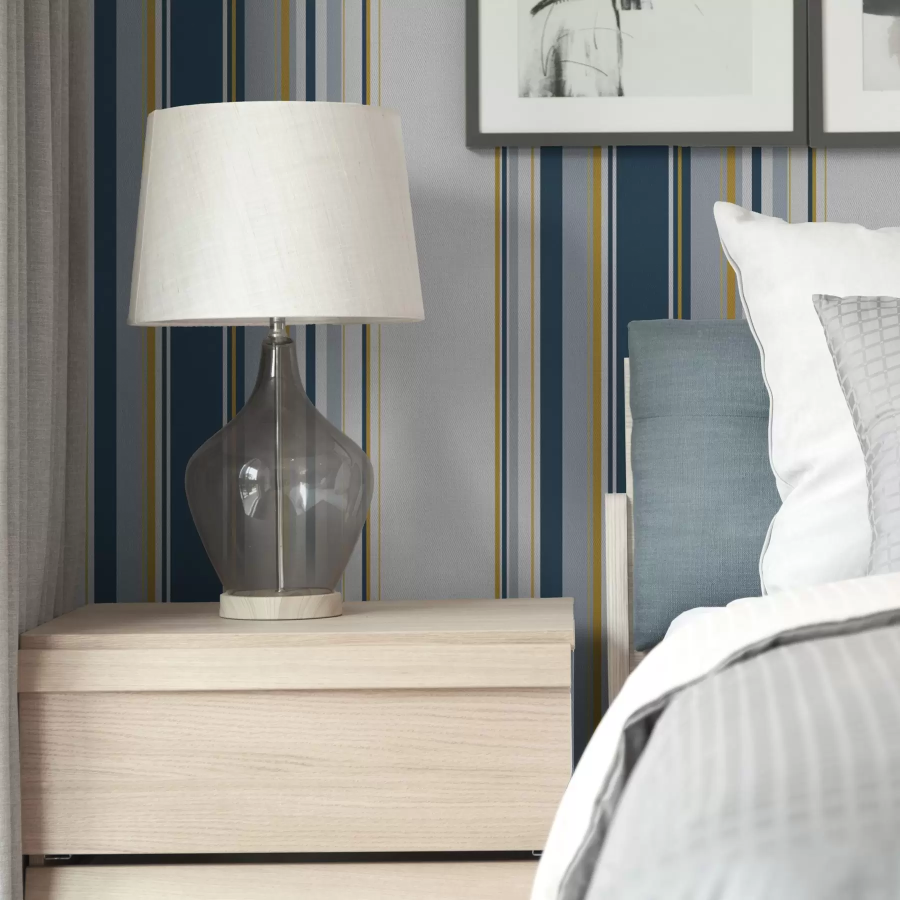 murais de parede Padrão denso de riscas verticais azuis e amarelas a00524