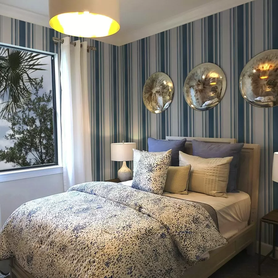 murais de parede Riscas azuis com lacunas brancas a00525