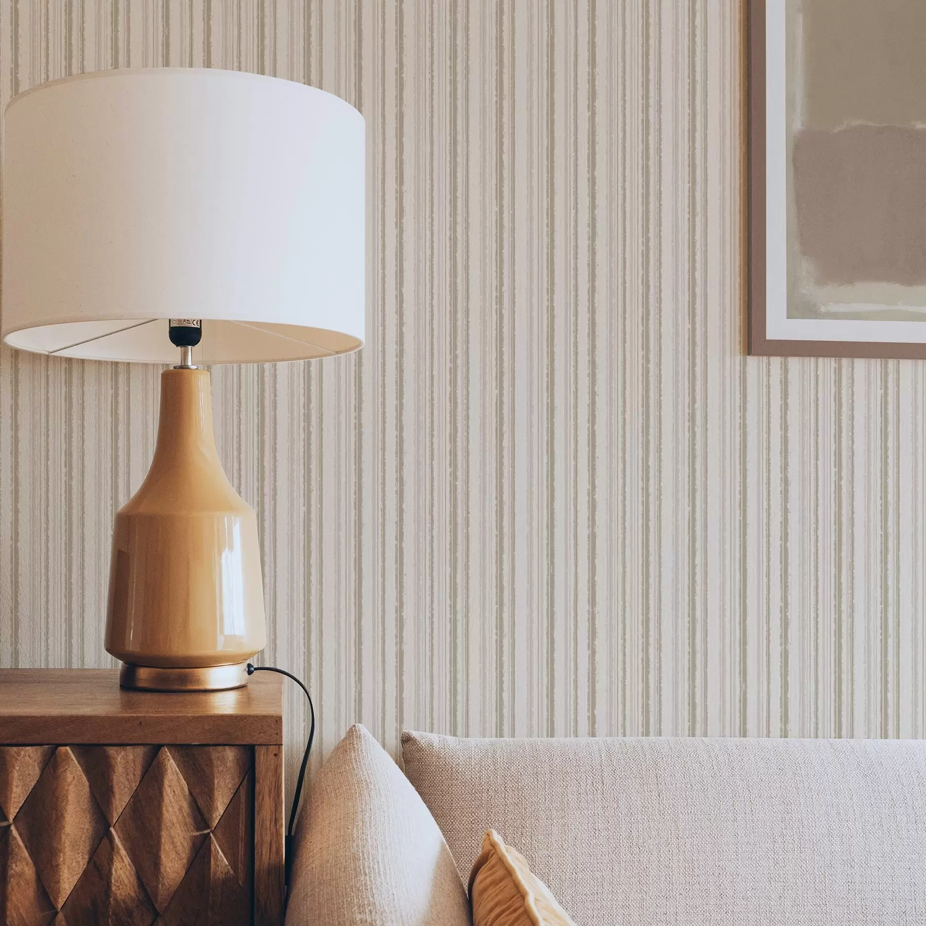 murais de parede Riscas finas em tons de bege claro a00549