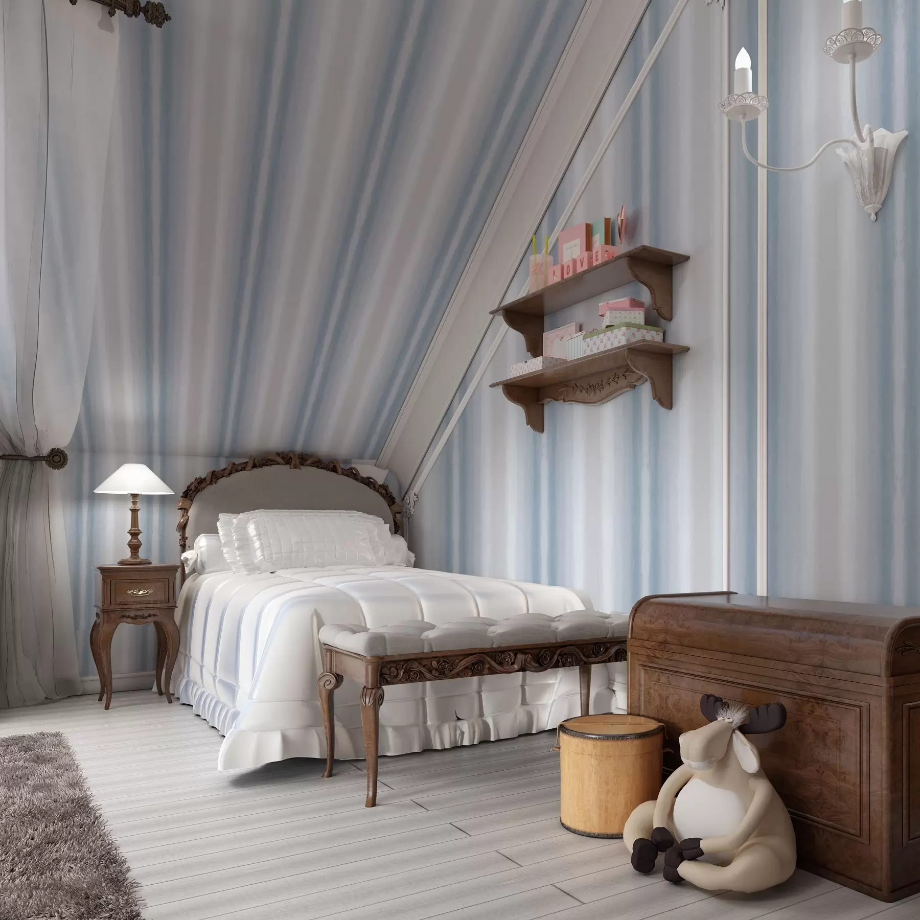 murais de parede Riscas largas em tons frios de azul-cinzento a00551