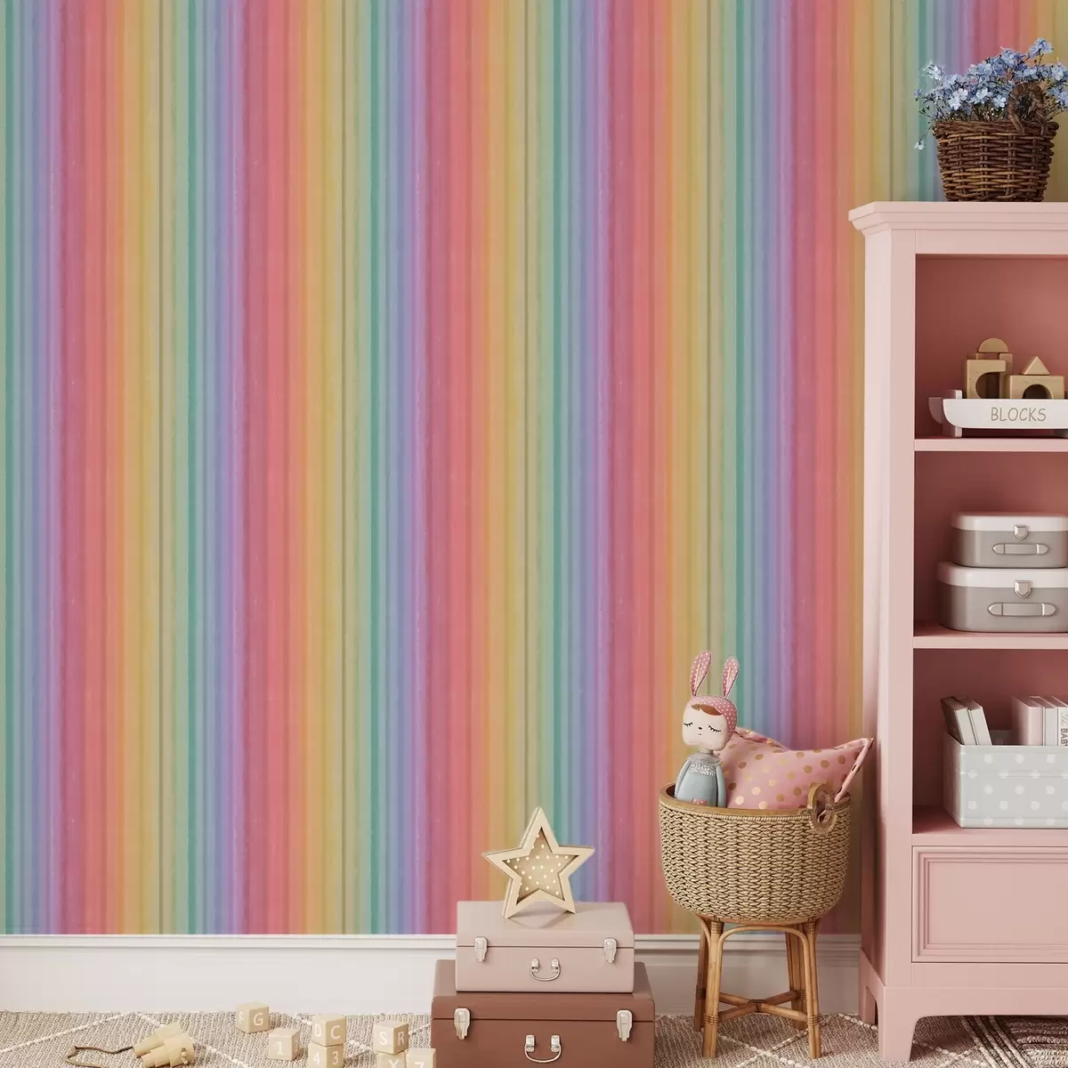 Papel de parede Riscas arco-íris com acentos de cores expressivas a00553