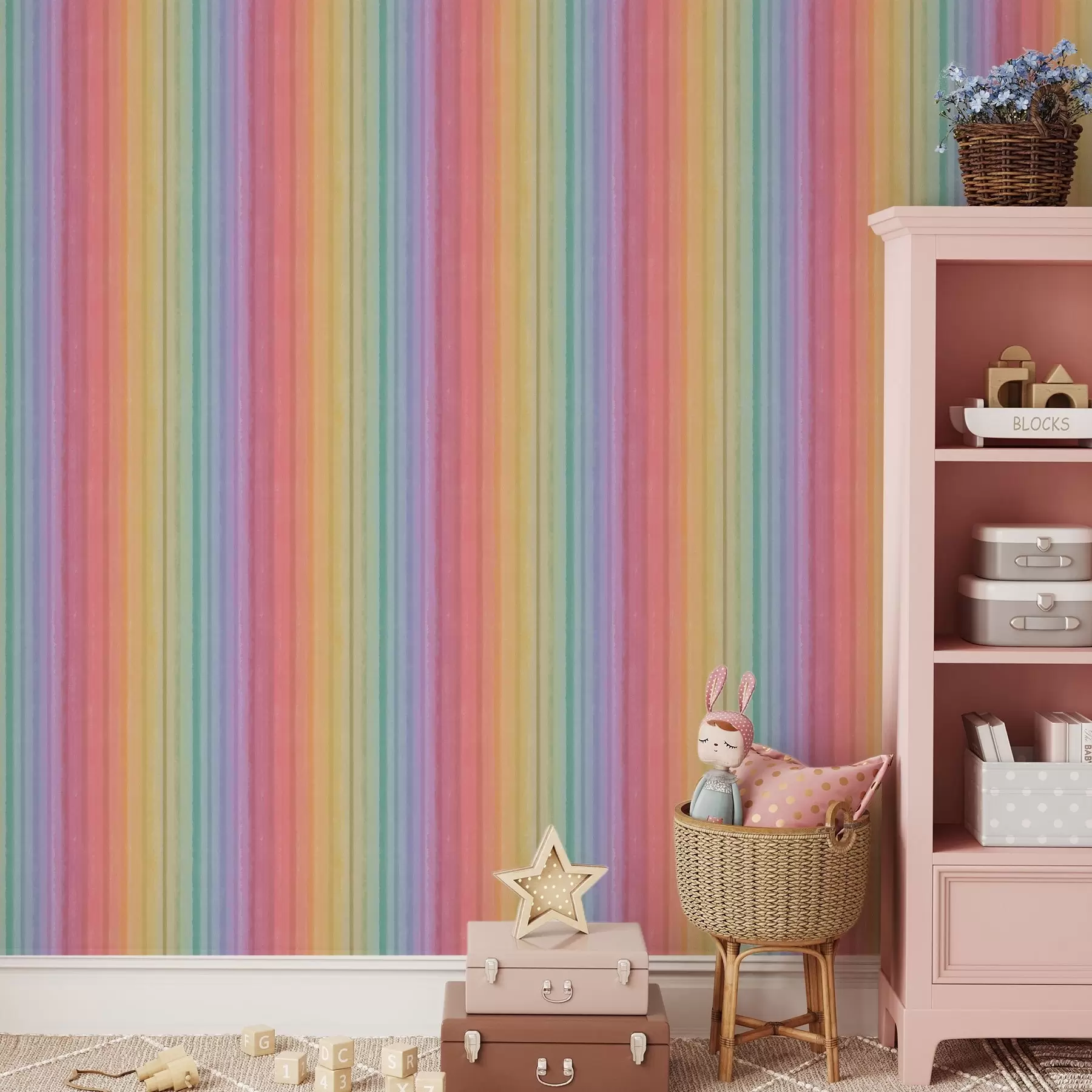 murais de parede Riscas arco-íris com acentos de cores expressivas a00553