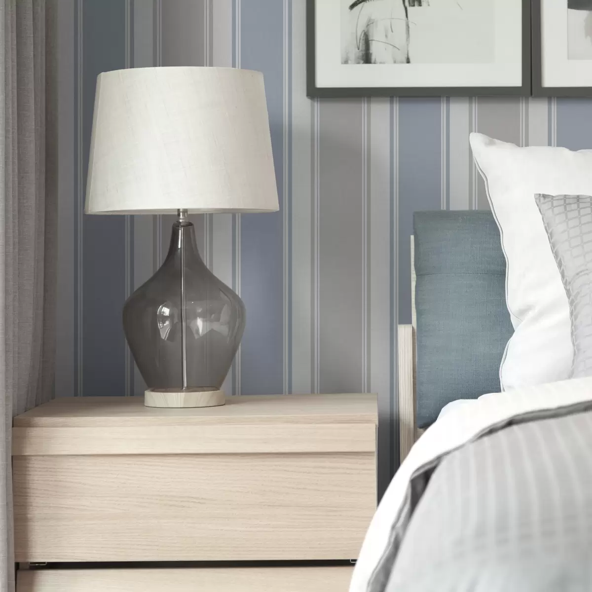 Papel de parede Combinação de riscas largas cinzentas e azuis a00557