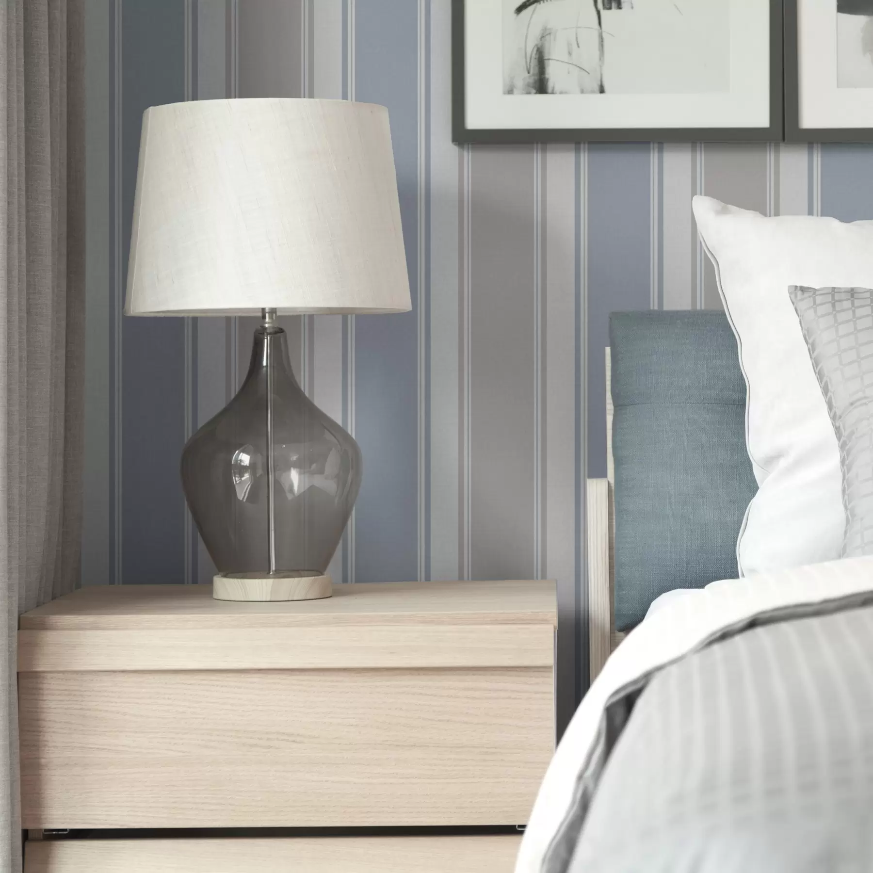 murais de parede Combinação de riscas largas cinzentas e azuis a00557