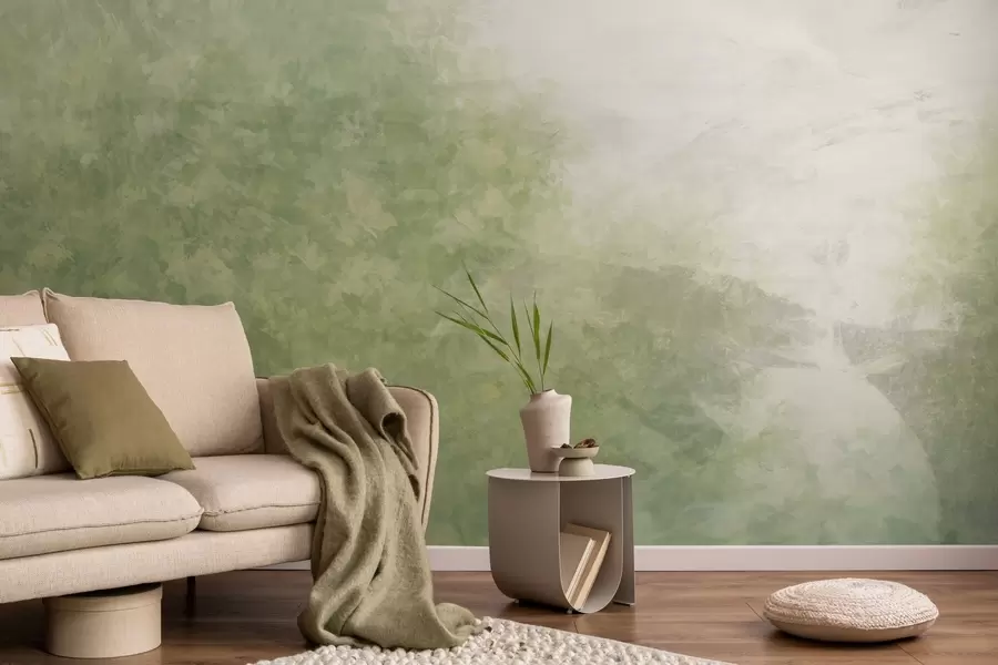 murais de parede  Imitação de folhas num muro de betão w04468