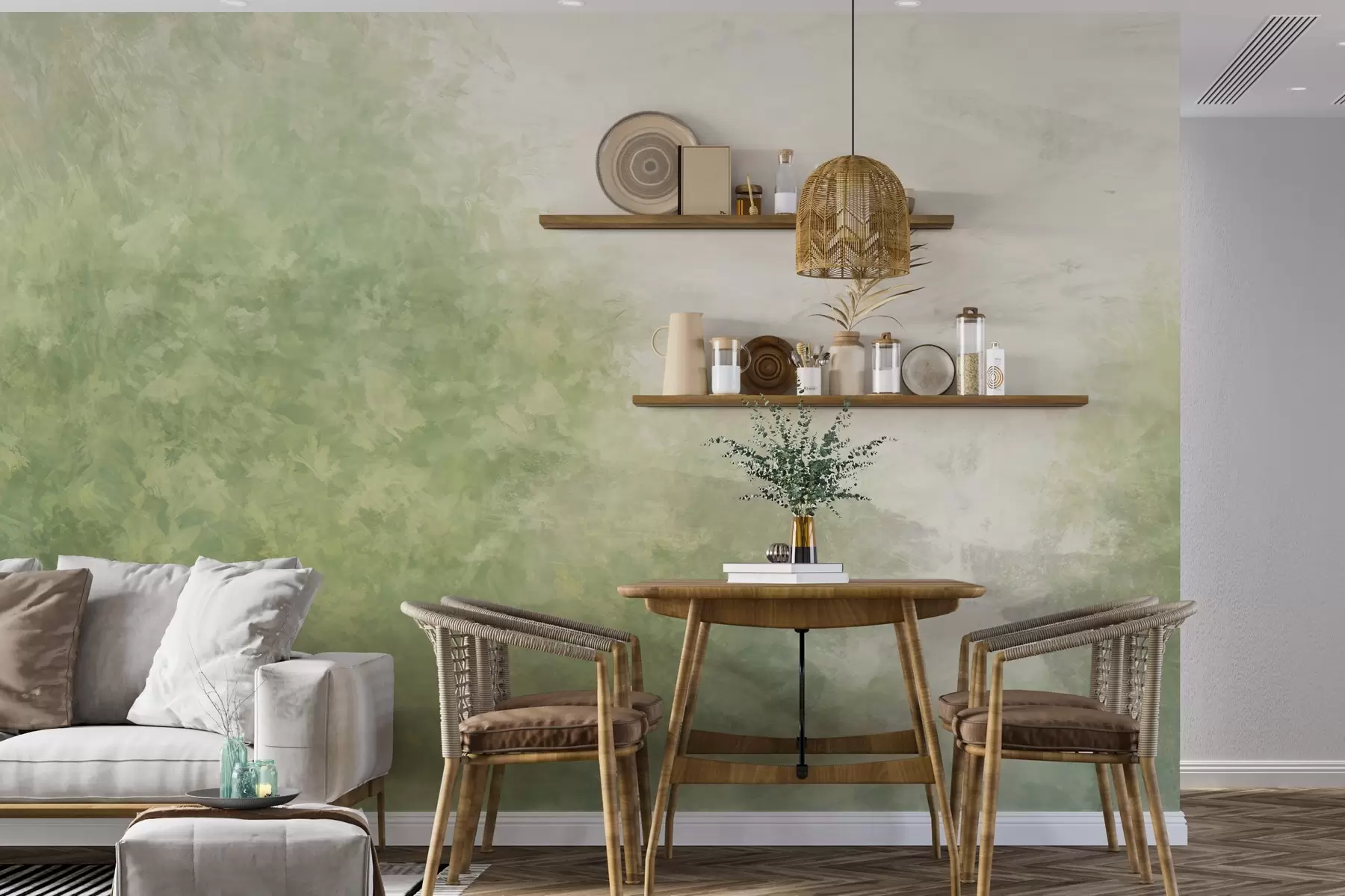 murais de parede  Imitação de folhas num muro de betão w04468