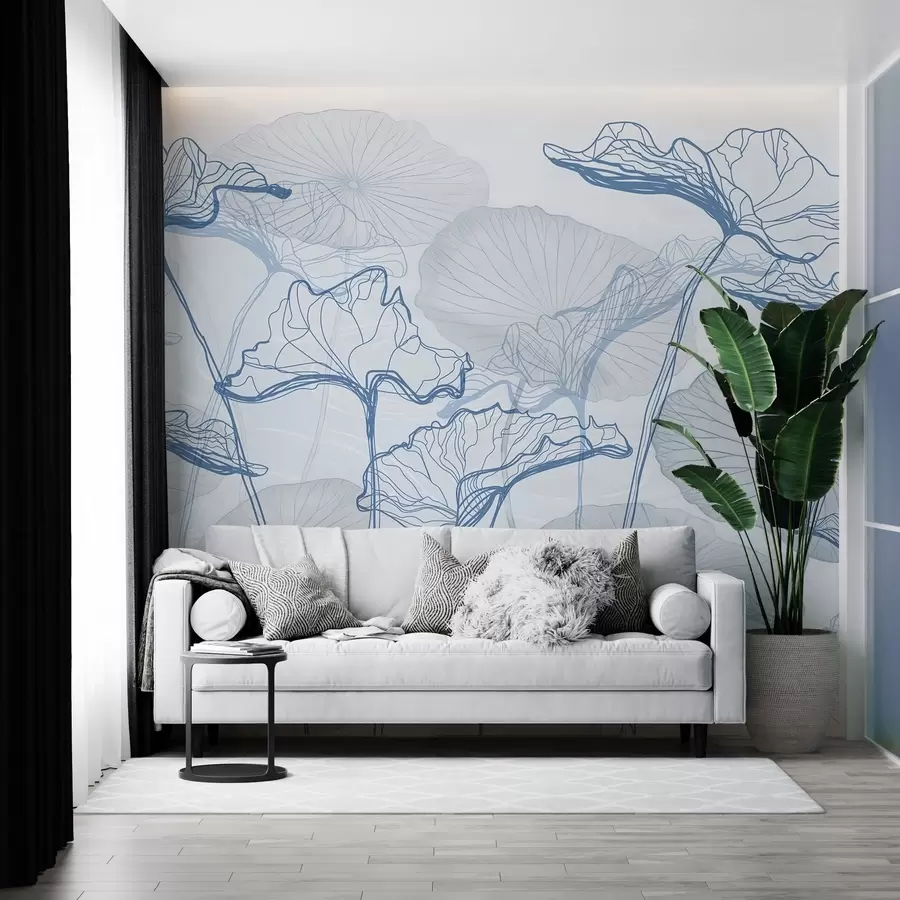 murais de parede Várias folhas de lótus w04471v2