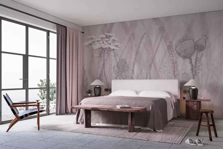 murais de parede Gramíneas e herbário w04473v2