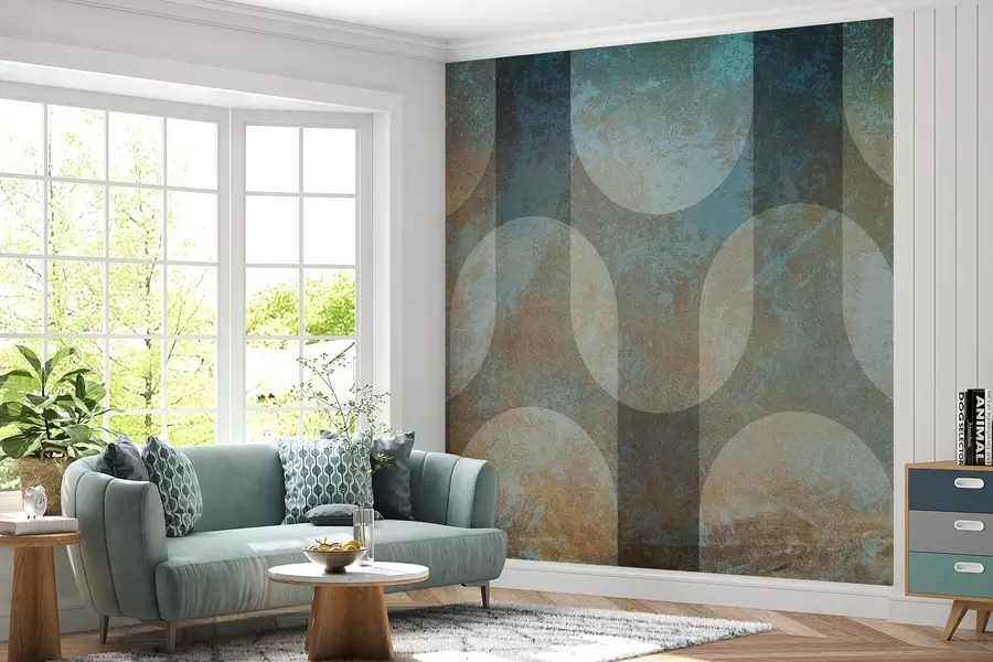 murais de parede Geometria abstrata em estilo retro-moderno w04495