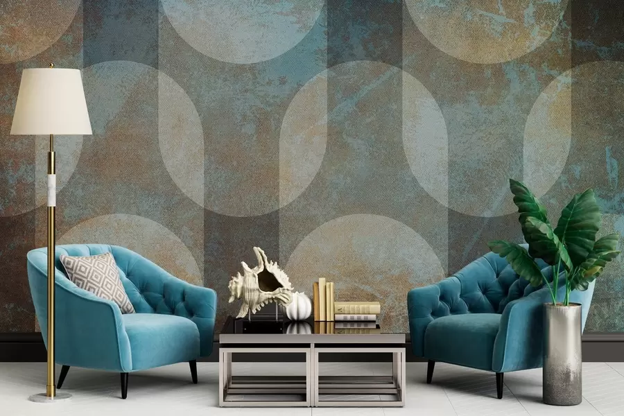 murais de parede Geometria abstrata em estilo retro-moderno w04495