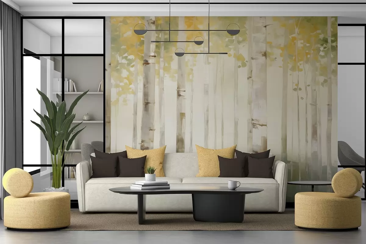murais de parede Floresta de bétulas w04520