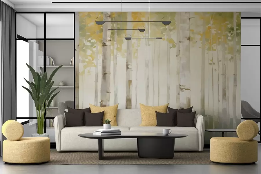 murais de parede Floresta de bétulas w04520
