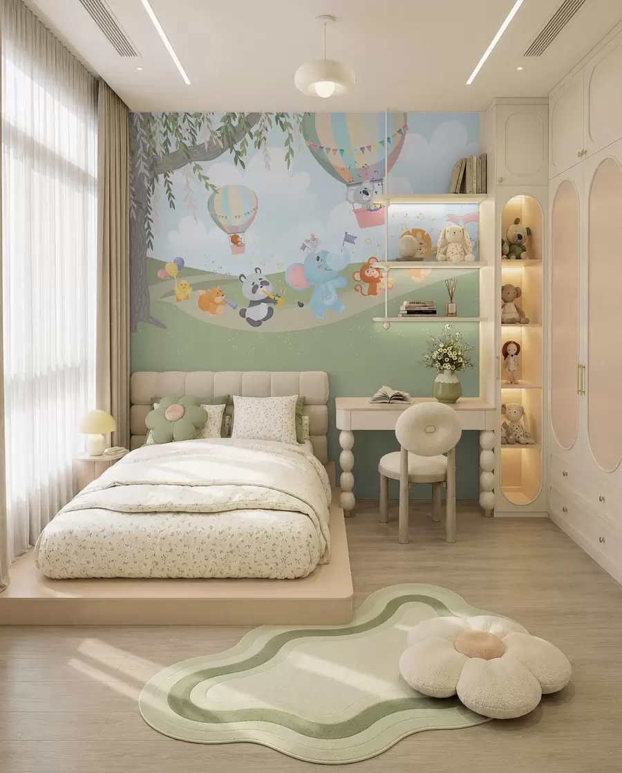 murais de parede Paisagem com animais tocando instrumentos musicais w04200