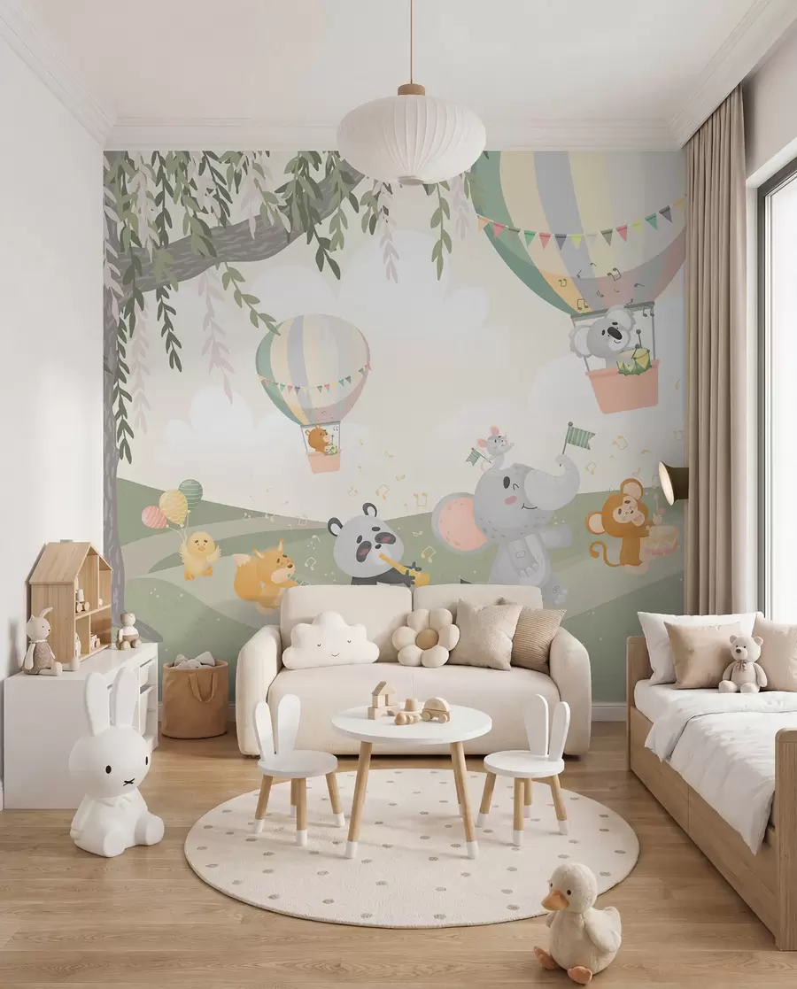 murais de parede Paisagem com animais tocando instrumentos musicais w04200v1