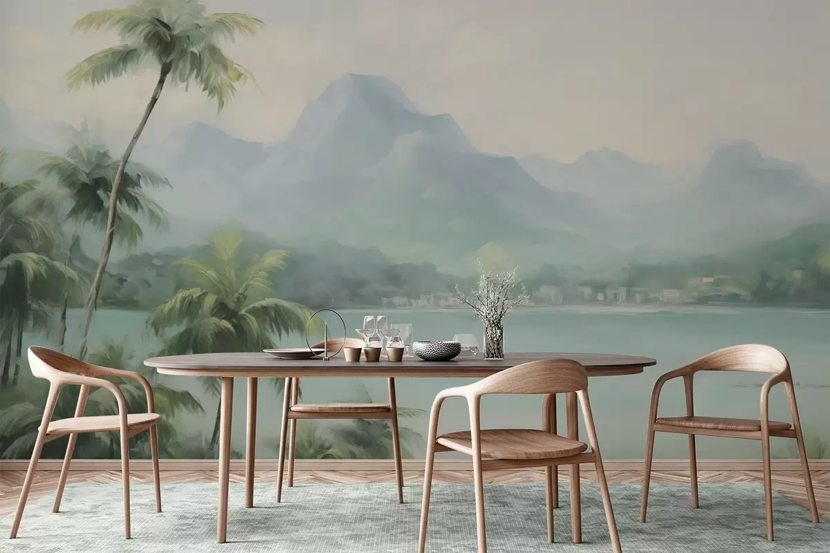 murais de parede Palmeiras com as montanhas ao fundo w04535