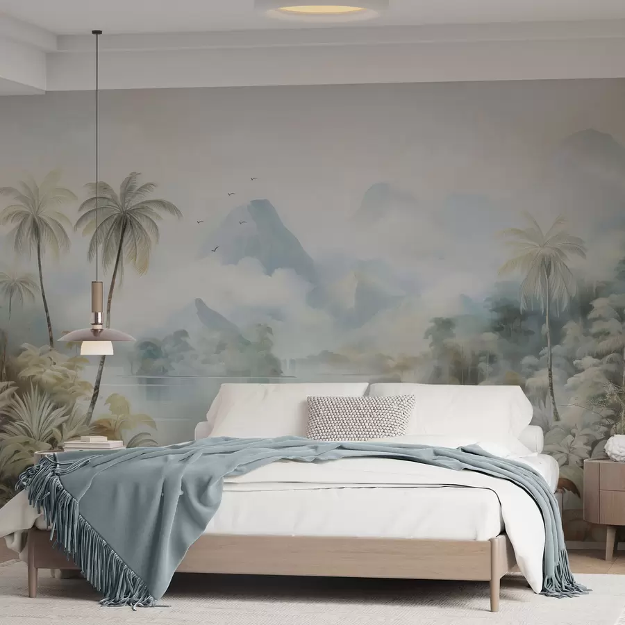 murais de parede Rio na selva perto das montanhas w04536