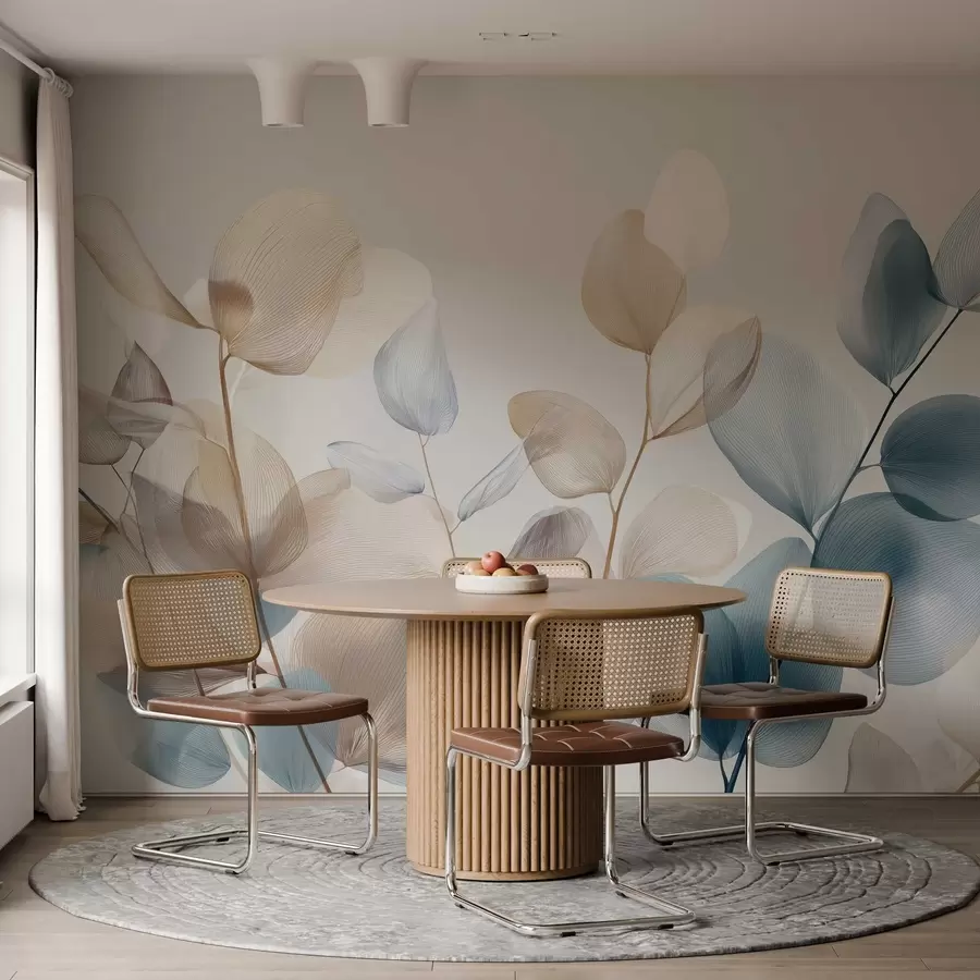 murais de parede folhas elegantes de eucalipto com veias w04503