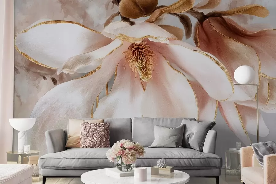 murais de parede Magnólia em flor em tons pastel w09387